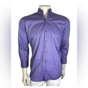 Marcello Platinum Purple Casual Button Down Shirt w/Notch Detail Cuff Size Lg